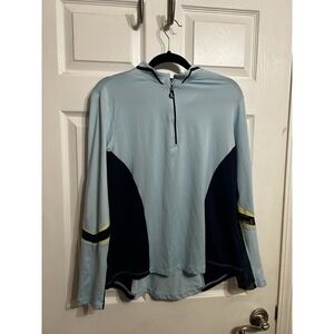 Jamie Sadok Womens L long sleeve golf shirt top 1/4 zip stretch athletic blue